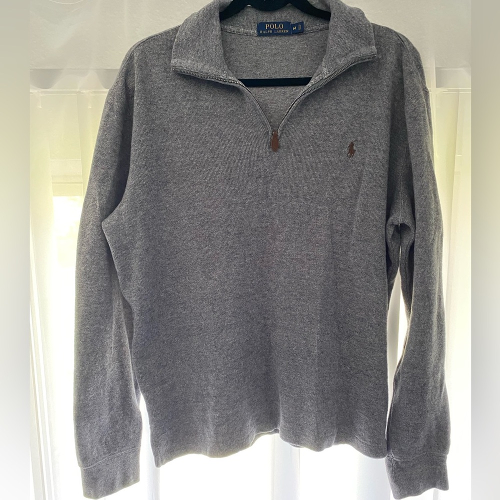 Men’s Gray Polo by Ralph Lauren Quarter Zip-Up Sweater